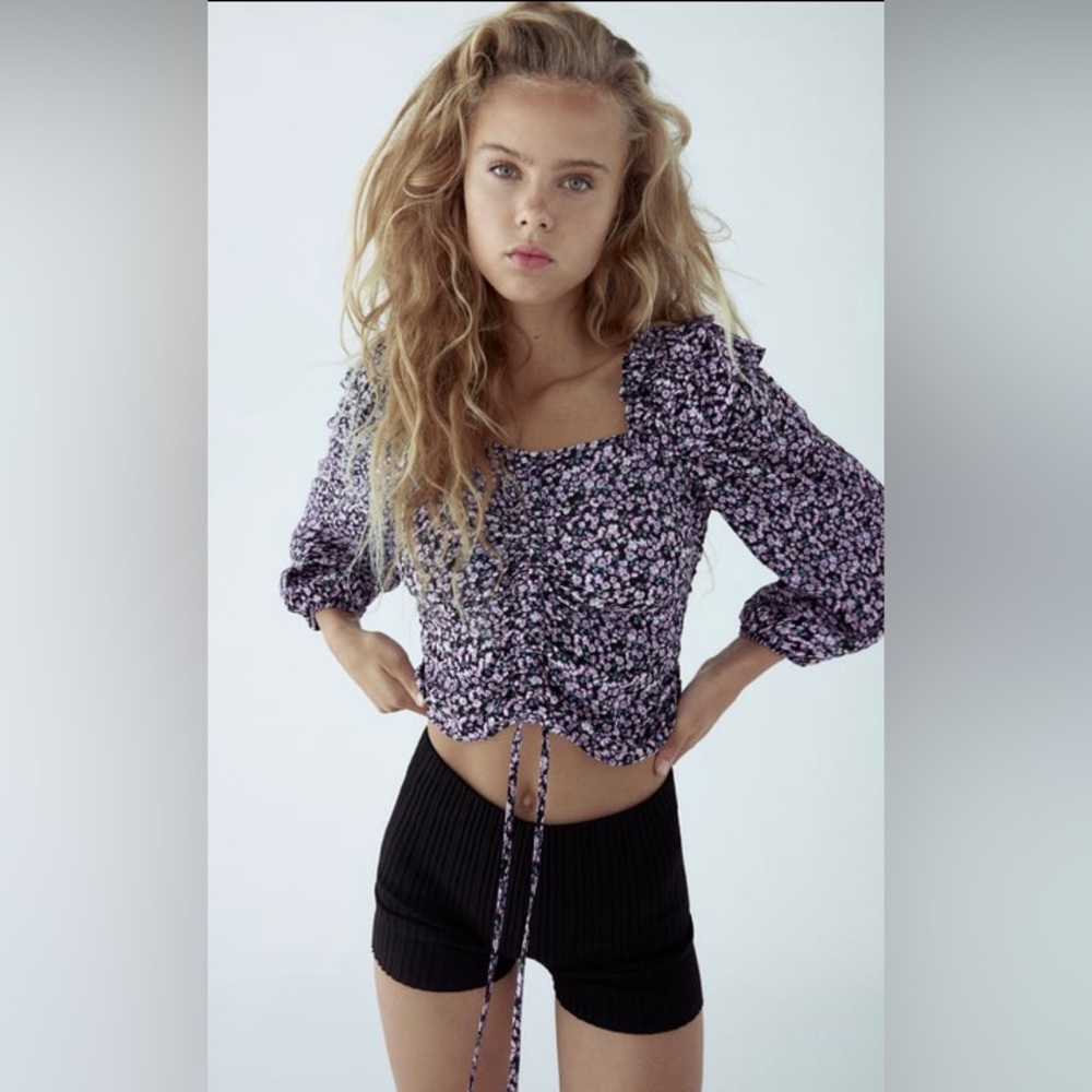 Zara Floral Print Top Multicolored
